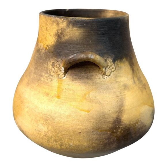 Vintage Handmade Clay Pot With Dual Handles Studio Pottery Jug Primitive Decor - Picture 2 of 7